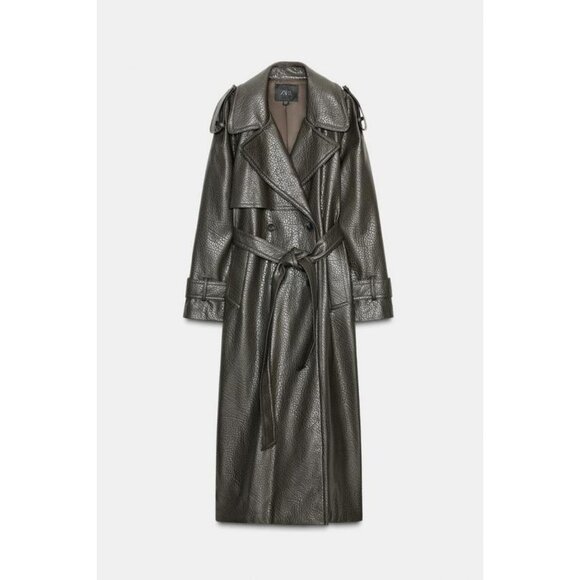 ZARA FAUX LEATHER COAT - Picture 7 of 9